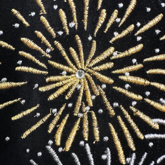 Quacker Factory Black Velour Fireworks Embroidered New Year Tunic Women's 3X - Picture 8 of 9